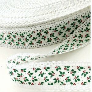 Vintage Christmas Holly & Ivy Lace Edge Trim Xmas Sewing Crafts 1.25 x 10yds